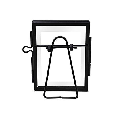 Isaac Jacobs 2x3 Black Vertical Metal Floating Photo Frame, Locket Closure | Modern Style Brass and Glass, Metal Floating Desk Photo Frame (Vertical), with Locket Closure, Art, Mementos & Keepsakes - size: 2x3