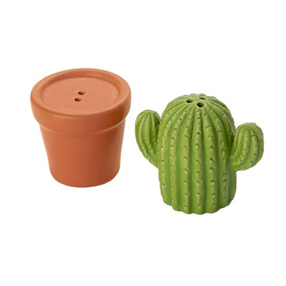 Fisura - Original salt and pepper shaker "cactus". Salt and pepper set for the table in the shape of a cactus. Set of ceramic salt and pepper shakers. 2.75 x 4.52 inches - color: Cactus