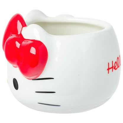 Silver Buffalo Sanrio Hello Kitty Cream Bows, 3D Mini Cup Set, 4pk, 3.5oz | Different Color, Pack, Sculpted Ceramic Mug, Perfect for Sugar or Milk, 0.1 Liters - color: White/Multi