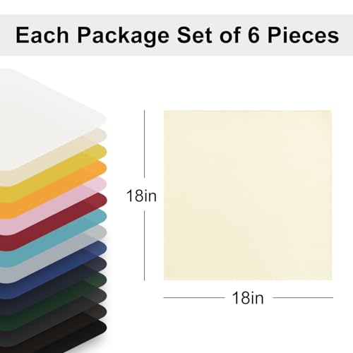 Cloth Napkins Set of 6, 18 x 18 Inch, Washable Champagne Dinner Napkins with Hemmed Edges for Restaurant, Wedding and Holiday - color: Champagne, size: 18" x 18" (Set of 6)