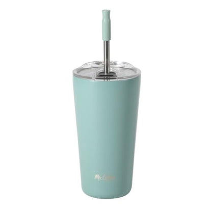 Mr. Coffee Java Quest 16 oz Double Wall Stainless Steel Tumbler with Lid & Reusable Straw, Insulated Thermal Drink Cup for Hot & Cold Beverages, Teal - color: Teal