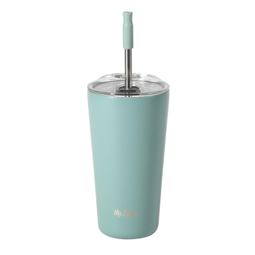 Mr. Coffee Java Quest 16 oz Double Wall Stainless Steel Tumbler with Lid & Reusable Straw, Insulated Thermal Drink Cup for Hot & Cold Beverages, Teal - color: Teal