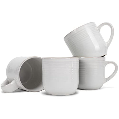 Elanze Designs Glossy Reactive Glaze Large 17 Fluid Ounce Everyday Kitchen Food Grade Ceramic Stoneware Coffee Mug Cup with Comfort Curved Handles, Set of 4, Classic White - color: Classic White