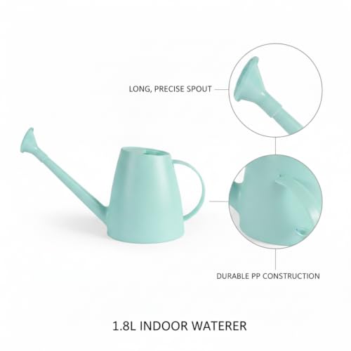 1.8L Long Spout Watering Can for Indoor Plants, Durable PP Plastic Pot Waterer with Precise Flow Control for Home Garden, Balcony & Windowsill - color: Blue