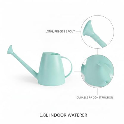 1.8L Long Spout Watering Can for Indoor Plants, Durable PP Plastic Pot Waterer with Precise Flow Control for Home Garden, Balcony & Windowsill - color: Blue