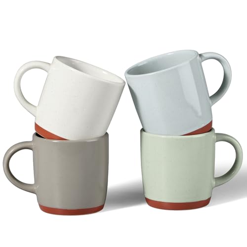E-far Ceramic Coffee Mug Set of 4, 12oz Stoneware Coffee Cup with Handle, Porcelain Tea Cups, Modern Farmhouse Latte Mug Gift Set for Women & Men, Microwave Safe, Speckled Multicolor - color: Speckled Multicolor