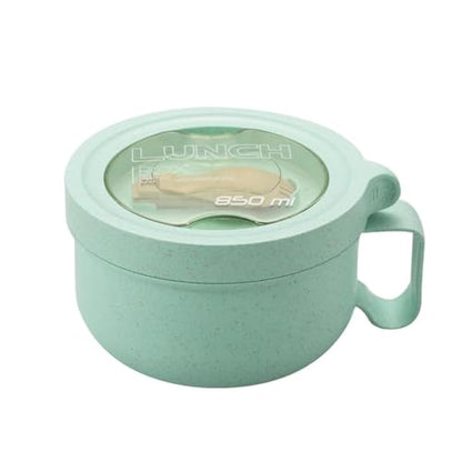 Rarapop 28.7oz Microwave Soup Bowl Containers with Lids, Wheat Straw Ramen Noodles Cup Mug for Instant Noodles,Oatmeal, Gumbo, Salad,Crunch,Cereal & More - Easy-Grip Design, Green - color: Green