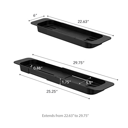 Yamazaki Home Tower Expandable Bathtub Caddy - Bathroom Tray Table Holder, 2" - Abs Plastic -