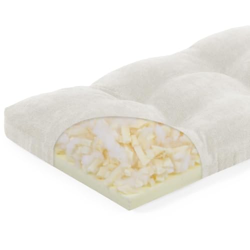 baibu 36 Inch Memory Foam Bench Cushion, Dual-Layer Patent Design Non-Slip Indoor Bench Cushion with Ties, 36x15x3Inch, White - color: White, size: 36x15x3 Inch (Pack of 1)