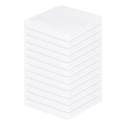 Homaxy 100% Cotton Waffle Weave Kitchen Dish Cloths 12-Pack, White | 12 x 12 Inches, Ultra Soft Absorbent Dish Towels, Quick Drying Dish Rags with Hanging Loop - color: White, size: 12 X 12 - 12 Pack
