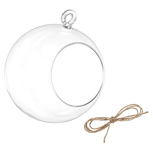 PATIKIL Round Globe Terrarium Air Plant Planter, 4.8 Inch High Borosilicate Glass Hanging Decorations for Succulent, Tillandsia, Clear - size: 4.8 Inch