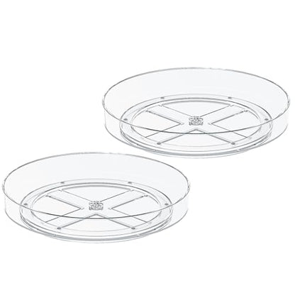 2 Pack 10 Inch Lazy Susan Turntable Organizer, Clear Rotating Spice Rack for Cabinet, Pantry, Kitchen Countertop and Fridge, Non-Slip Acrylic Spinning Tray for Bathroom Vanity - size: 10inch - 2 Pack