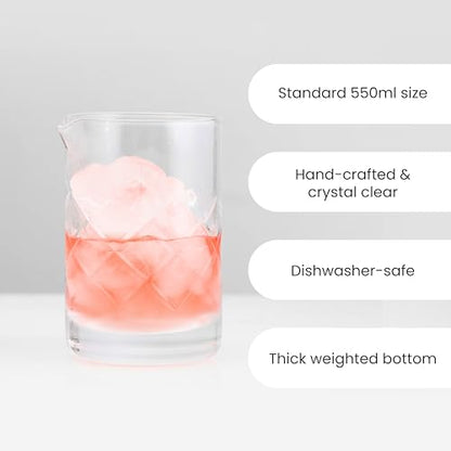 A Bar Above Cocktail Mixing Glass, Diamond Cut Stirring Pitcher, 18 Oz - color: Diamond Cut, size: 1 Count (Pack of 1)