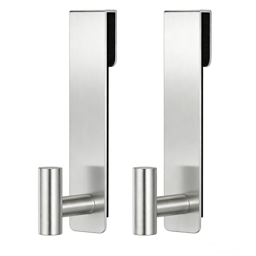 HUFEEOH Shower Towel Hooks, 7.5-Inch Extended Over Glass Shower Door Hanger for Towels & Robes, Rustproof Bathroom Towel Rack, 2-Pack (Silver, T Shape) - color: Silver, size: Fits 3/8" Thick Door - "T" Shape 2 Pack