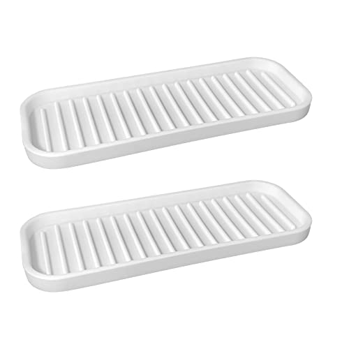 Mofason Silicone Sponge Holder - Sponge Tray for Kitchen Sink White 2 Pack | Tray for soap and sponge, kitchen sink tray, accessories to help clean sink, dish soap holder,sponge caddy for kitchen sink - color: White