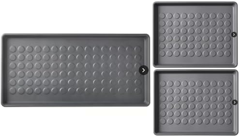 Rubber Boot Trays for Entryway, for Boots, Shoes, Sandals, Slip-on, Trays, Shoe Mats for Indoor and Outdoor Use,(1 Larger) = 28"x14"; and (2 Smaller) = 18"x14" (Set=3)