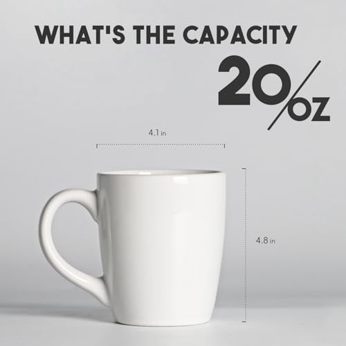 harebe 20 OZ Large Coffee Mug, Ceramic Tea Cup for Office and Home, Big Capacity with Handle, Cups for Men Women Mug Lovers, Microwave & Dishwasher Safe, White - color: White