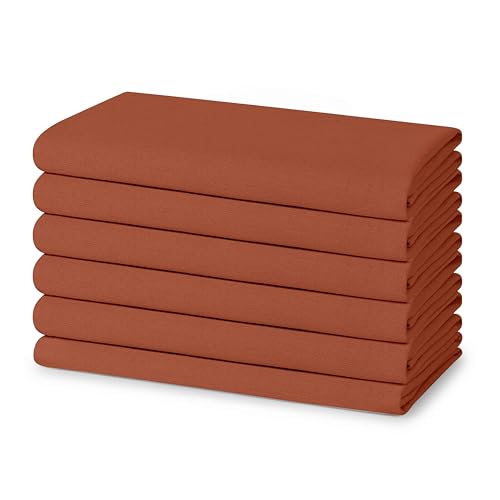 Blue Needles Solid Cloth Napkins Set of 6 Rust 100% Cotton Dinner Napkins 18x18 inches - Soft, Reusable, Absorbent & Washable Linen, Ideal for Wedding Events Farmhouse Parties Hotel & Everyday Use - color: Rust, size: 18" x 18" (Set of 6)