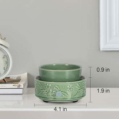 Green Wax Melt Warmer for Scented Wax 3-in-1 Ceramic Wax Warmer | Fragrances Candle Oils, Home Fragrance Burner,Electric Candle Warmer for Mom Women(Dragonfly) - color: Green Dragonfly