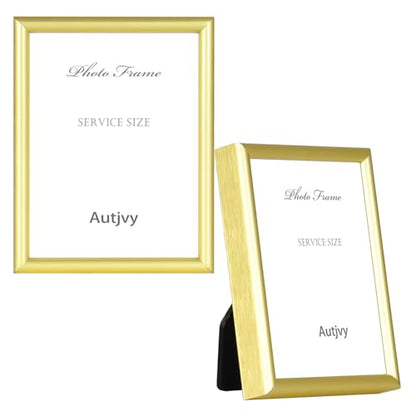 3x4 Picture Frame 2-Pack Gold Thin Aluminum Real Glass Wall Table | Modern Simple Thin Aluminum Metal, Soft Velvet Backing, HD Real Glass, Photo Frame Tabletop and Wall Display - color: Gold-Bronze, size: 3x4