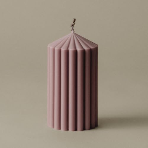 LAWA Ribbed Peak Pillar Candle - Large Beautiful Handmade Pillar Soy Wax Candle Elegant Bubble Aesthetic Candle Housewarming Gift Home Room Shelf Decor Idea (Dusty Rose, Small) - color: Dusty Rose, size: Small