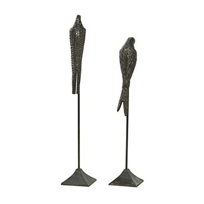 Deco 79 Aluminum Metal Bird Decorative Sculpture Home Decor Statues, Set of 2 Accent Figurines 29", 35"H, Black