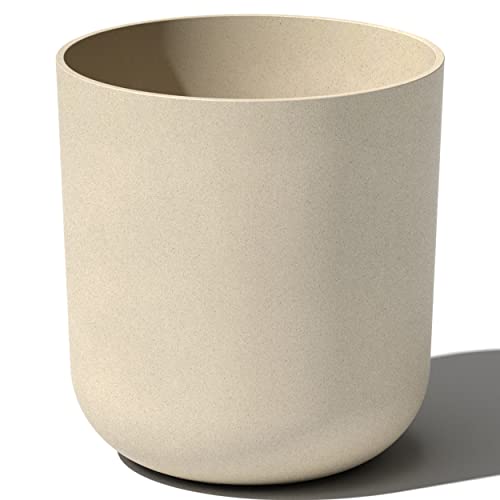 Veradek Round Lima Plastic Planter Pots for Indoor/Outdoor Garden Use, Sand Color, 5 Year Warranty | Made From a Durable Plastic-Stone Composite With Pre-Drilled Drainage Holes. Modern Porch/Patio Décor - color: Sand, size: 20 inches