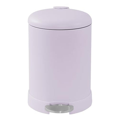 Glad Small Trash Can, 1.2 Gallon | Round Stainless Steel Garbage Bin with Soft Close Lid & Step Foot Pedal | Metal Waste Basket with Removable Inner Bucket, Lavender - color: Lavender