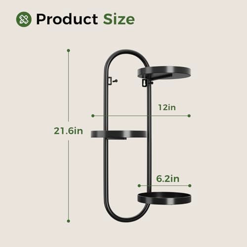 Laposso 3 Tier Wall Planter Metal Plant Hanger Indoor Black | Wall Plant Holder, Multiple Plants, For Patio Corner Garden Living Room Balcony, Flower Stands