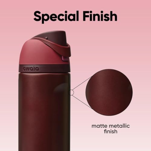 Owala FreeSip Stainless Steel Water Bottle 24 oz Black Cherry - color: Black Cherry, size: 24 Ounces