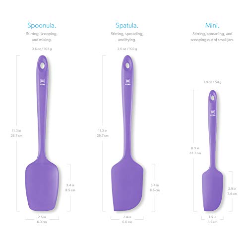 DI ORO Silicone Spatula Set - 600F Heat Resistant, 3-Pc Lavender | Rubber scraper won't scratch nonstick pans; For baking, cooking, mixing, and frosting; BPA-free and dishwasher safe - color: Lavender