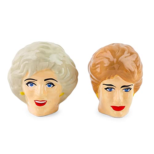 The Golden Girls Rose and Blanche Ceramic Salt and Pepper Shakers, Set of 2 | Spice Dispenser Storage Canisters