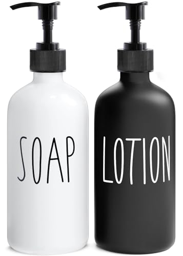 MOMEEMO Soap Dispenser Bathroom Set, Black & White | Contains Hand and Lotion Dispenser, Suitable for Black and White Bathroom Decor - color: Sl Black White