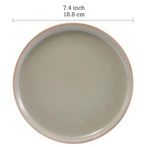 Bico Reactive Glaze Light Grey 7 inch Salad Plates Set, Set of 4, Microwave and Dishwasher Safe, for Salad, Appetizer, Side Dishes, Tapas