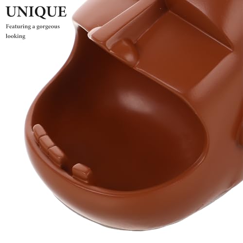 Brown Resin Moai Statue Key Storage Holder and Snack Container with Multi-functional Jewelry Storage, Decorative Bowl for Balconies and Restaurants