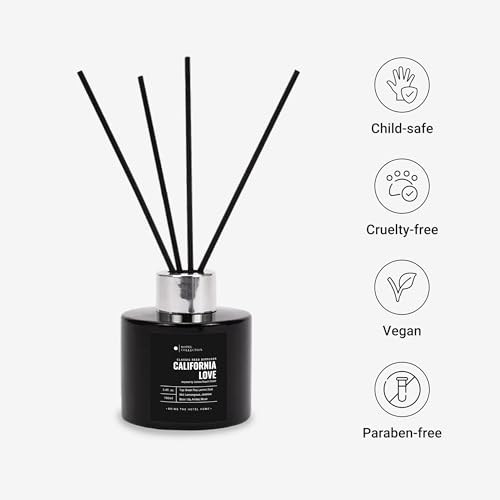 Hotel Collection | California Love Reed Diffuser Set | Hotel Inspired Luxury Essential Oil Reed Diffuser | Green Tea, Orange and Lemongrass 3.4 fl oz, 100 mL