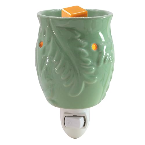 Wall Plug-in Electric Wax Melt Warmer Decorative Ceramic Fragrance Warmer for Scented Candle, Wax Melts, Tarts and Fragrance Oils, Night Light Decor., Tropical Leaves, Green - color: Tropical Leaves