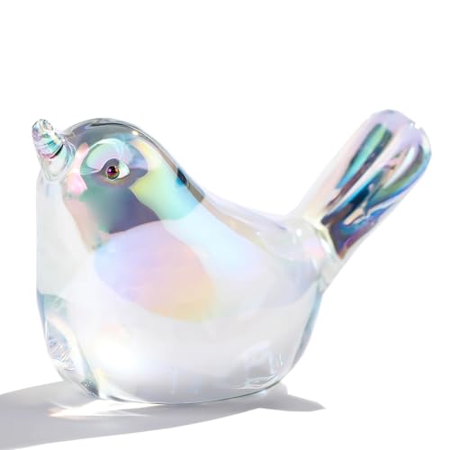 Ornalrist Crystal Clear Birds Figurines Home Decor, Glass Art Birds Collectible Figurines Paperweights Crystal Decor Gifts for Women Mom Friends (Clear) - color: Clear