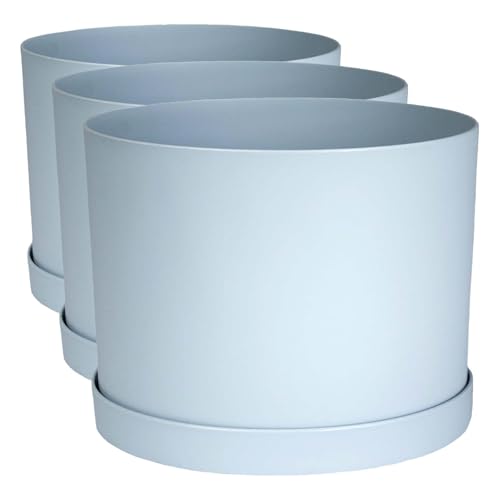Bloem Mathers Planter w/Saucer Tray 8" Misty Blue (Pack of 3) - color: Misty Blue, size: 8" (Pack of 3)