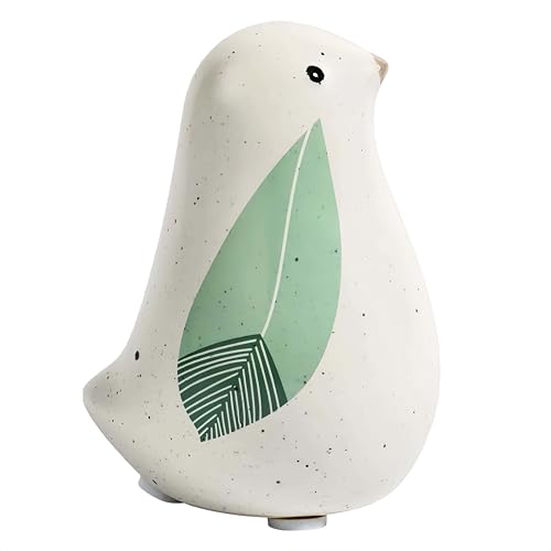 Cute Ceramic Bird Figurine 3.3 Inch Small Green Leaf Wings Statue Charming Tabletop Shelf Ornament Gifts Home Decor - color: Small Bird