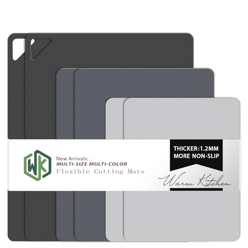 WK Flexible Plastic Cutting Boards for Kitchen, 6 Pieces Cutting Board Mats, Thin Cutting Board Sheets, Dishwasher Safe, BPA Free, Multi Sizes Set of 6 - color: Multi Grey - S&M&L - 6