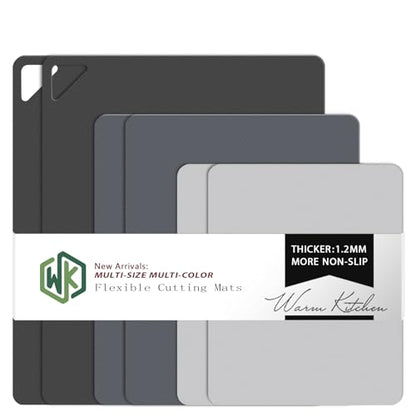 WK Flexible Plastic Cutting Boards for Kitchen, 6 Pieces Cutting Board Mats, Thin Cutting Board Sheets, Dishwasher Safe, BPA Free, Multi Sizes Set of 6 - color: Multi Grey - S&M&L - 6