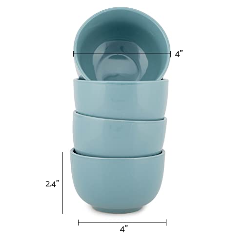 Elanze Designs Bistro Glossy Ceramic 4 inch Cute and Small Dessert Bowls Set of 4 - Perfect for Everyday uses from Snacks, Ice Cream, Candy and Treats, Ice Blue - color: Ice Blue, style: 4 inch Dessert
