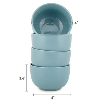 Elanze Designs Bistro Glossy Ceramic 4 inch Cute and Small Dessert Bowls Set of 4 - Perfect for Everyday uses from Snacks, Ice Cream, Candy and Treats, Ice Blue - color: Ice Blue, style: 4 inch Dessert