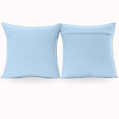 NiNi ALL Outdoor Waterproof Throw Pillow Covers Set of 2 Decorative Farmhouse Garden Pillowcase Solid Cushion Cases for Patio Tent Couch 18x18 inch Light Blue | Faux Linen Decorative Solid Throw Pillow Covers Farmhouse for Garden Furniture Tent Balcony Co