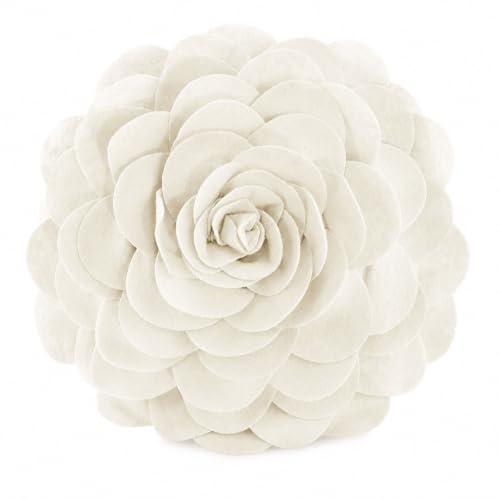 Fennco Styles Eva's Flower Garden Decorative Filled Throw Pillow 13" Round - Ivory Floral Accent Pillow for Home, Couch, Bed, Living Room, Holiday and Office Décor - color: Ivory