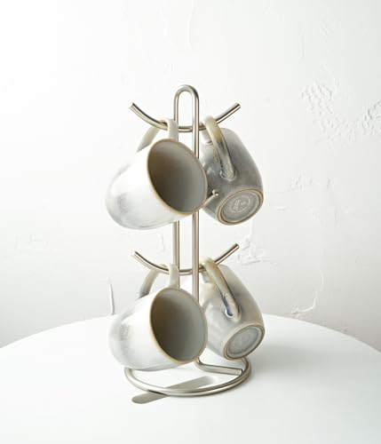 Bosmarlin Ceramic Coffee Mug Set of 4, 17 Oz, Coffee Cups with Big Handle, Microwave Safe, Unique Reactive Glaze (17 Oz, Grey White) - color: Grey White
