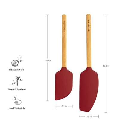 KitchenAid Bamboo Spatula Set, Empire Red, 2-Piece - color: Empire Red
