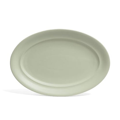 over&back Rim Stoneware Serving Platter - Elegant 1-Piece Oval Serving Platter to Complete Your Kitchen Set - 16" L x 10.8" W Semi-Matte Sage - color: Green
