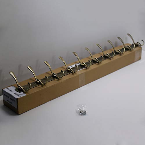 Coat Rack Wall Mount - 38” Long 10-Tri-Hooks Heavy Duty Coat Hanger Rail Wall Hooks for Hanging Coats Hats Clothing Clothes Purse Mudroom Entryway, Bronze - color: Bronze, size: L=38” (1 Pcs)